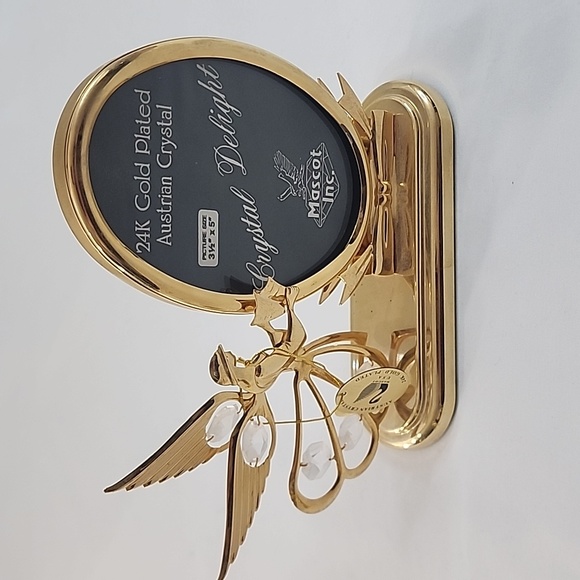 NWT Mascot Inc 24K Gold Plated Austrian Crystal Delight Angel's and Frame - Picture 3 of 16